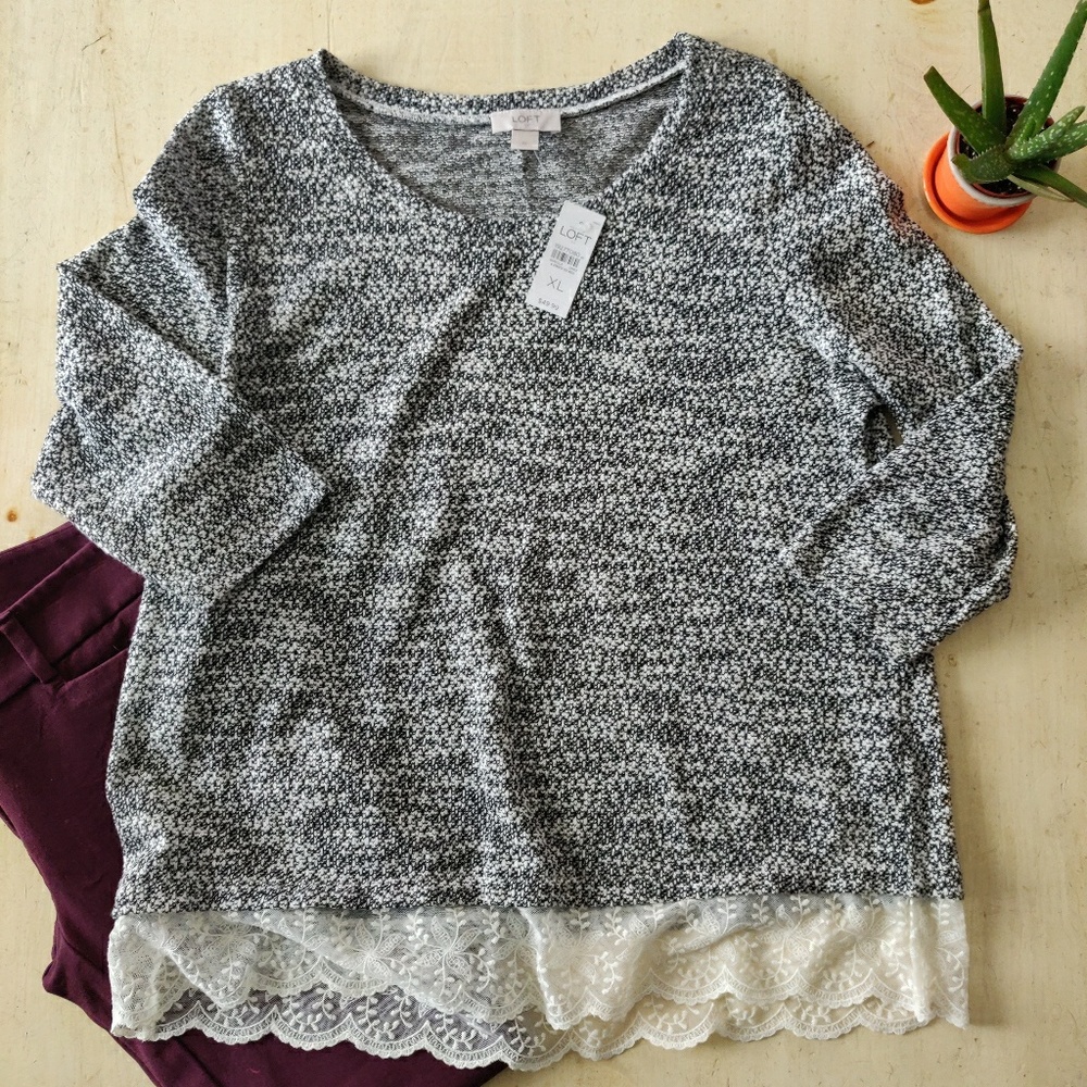 Ann Taylor LOFT sweater lace trim